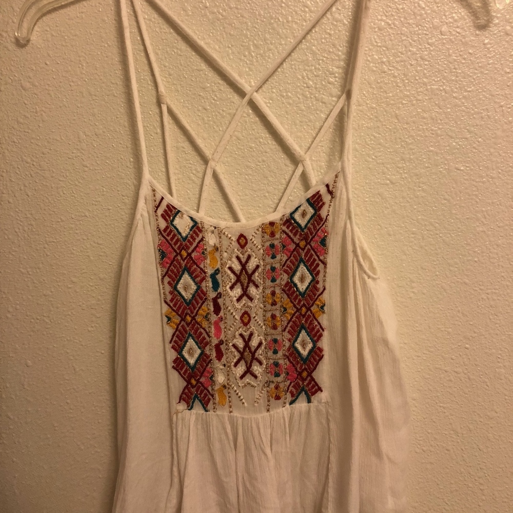 Urban Outfitters Embroidered Tank with Cross Back